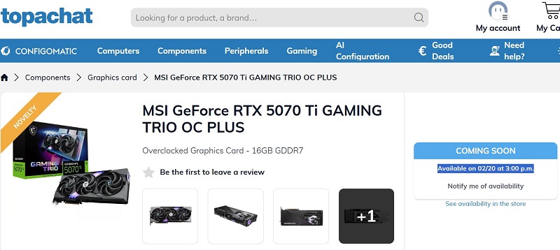 Capture d'écran du site web de Top Achat
