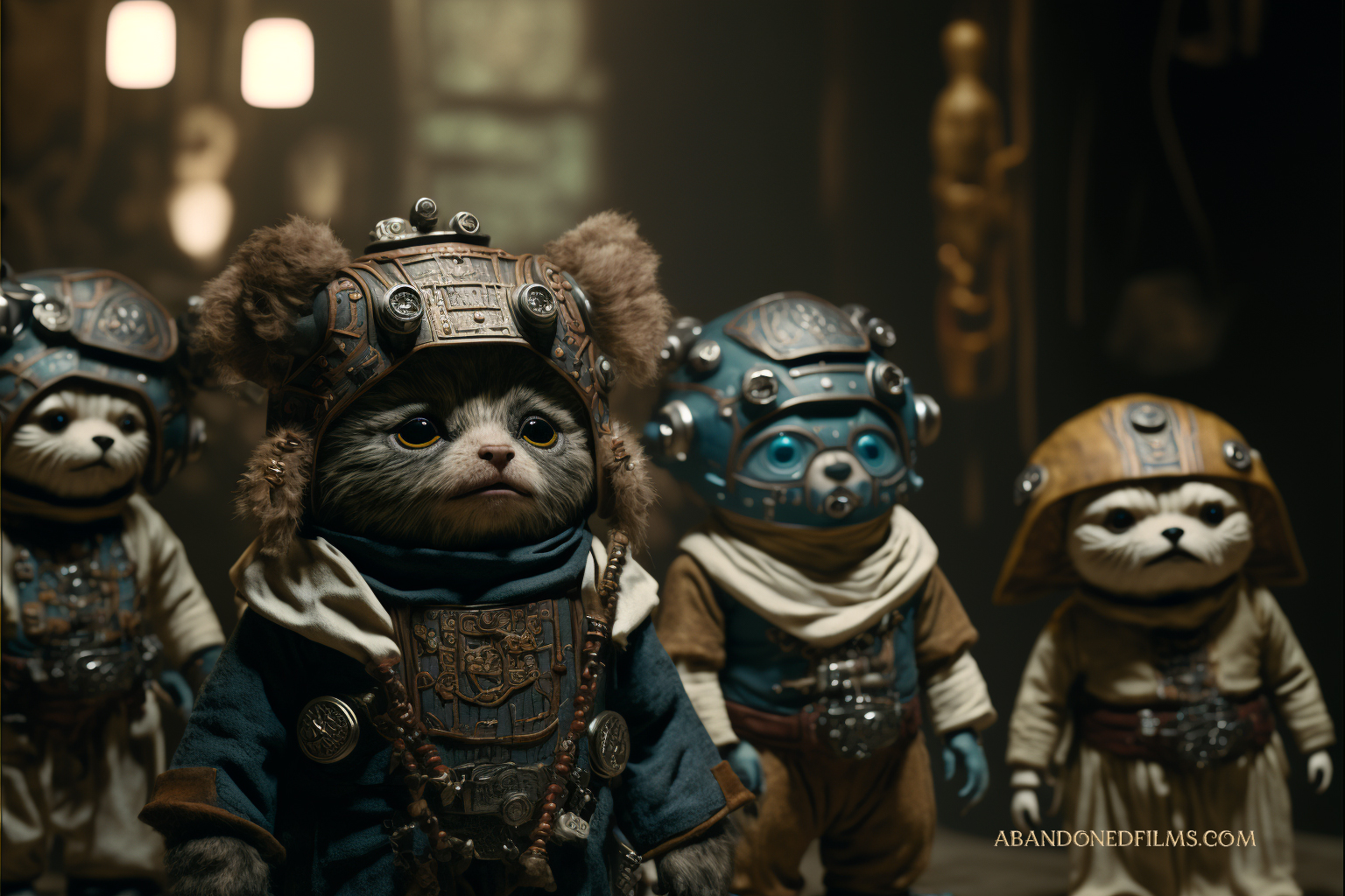 Un réseau neuronal représente des planètes et des personnages emblématiques de Star Wars dans un style steampunk-3