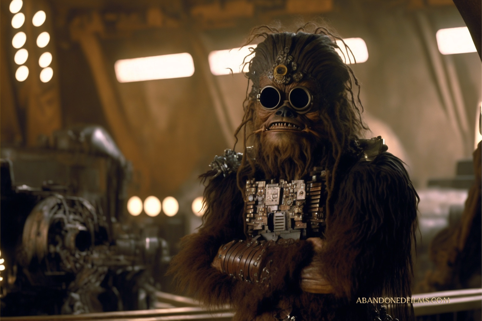 Un réseau neuronal représente des planètes et des personnages emblématiques de Star Wars dans un style steampunk-5