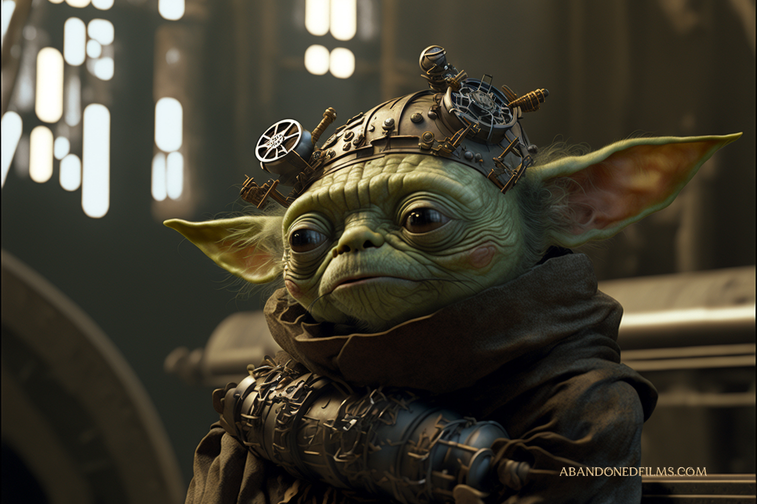 Un réseau neuronal représente des planètes et des personnages emblématiques de Star Wars dans un style steampunk-9