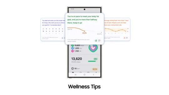 Mise à jour du cadran Galaxy AI Wellness Tips sur la Samsung Galaxy Watch 5 Mise à jour du cadran Galaxy AI Wellness Tips sur la Samsung Galaxy Watch 5