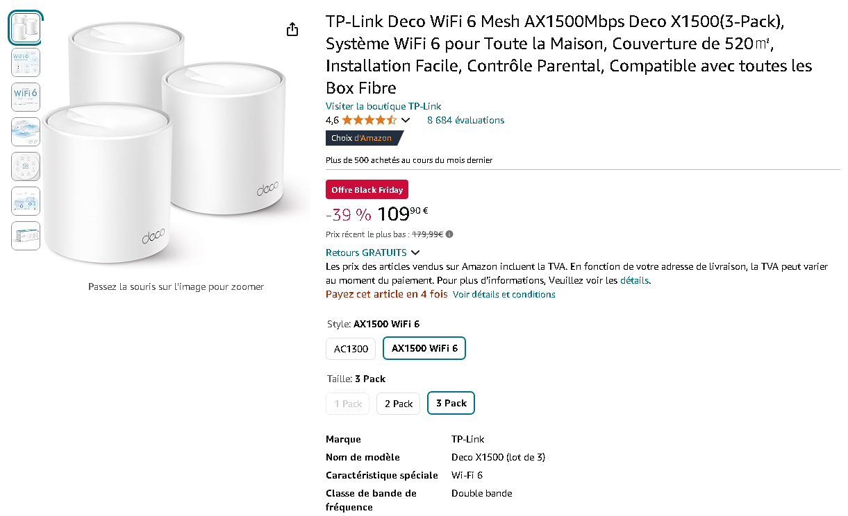 TP-Link Deco X1500 WiFi 6 Mesh Image du système WiFi 6 Mesh TP-Link Deco X1500