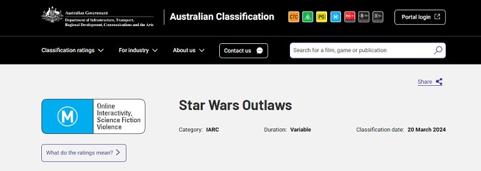 Star Wars Outlaws n'est pas pour les enfants : le jeu d'Ubisoft a été classé par âge en Australie.-2 Star Wars Outlaws n'est pas pour les enfants : le jeu d'Ubisoft a été classé par âge en Australie.-2